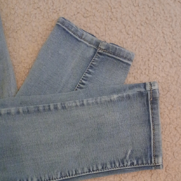 Juniors Blue Denim Distressed Overalls - Picture 5 of 9